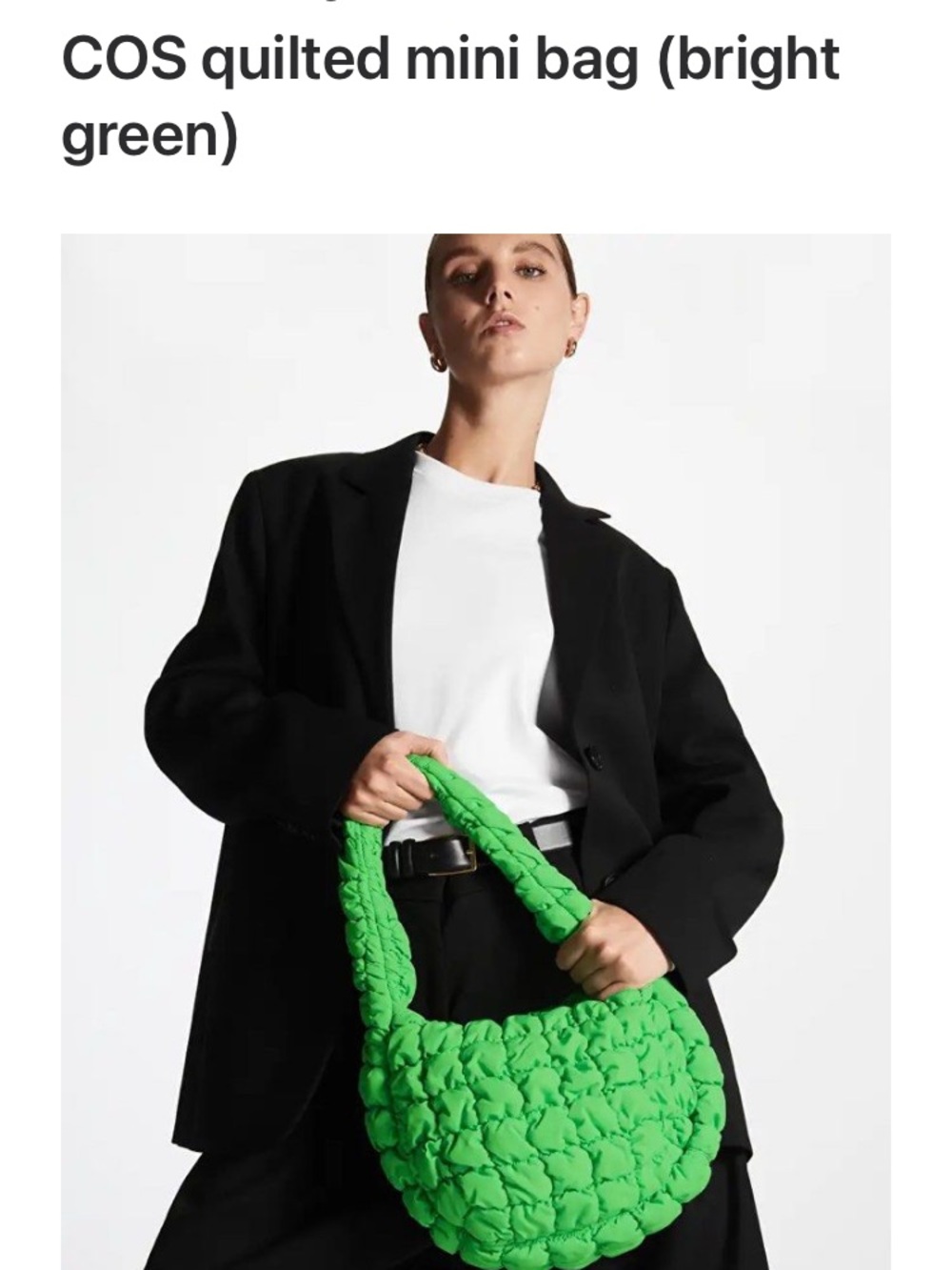 COS Quilted Pillowy Mini Shoulder Bag in Bright Green